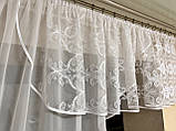 Біла тюль на кухню. Арка для кухні. Біла кухонна тюль. Готова коротка тюль. Готова тюль на кухню, фото 5