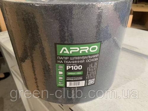 Папір шліфувальний тканинний рулон (карбид кремнію) 200 мм*50м P100 APRO 828174, фото 1