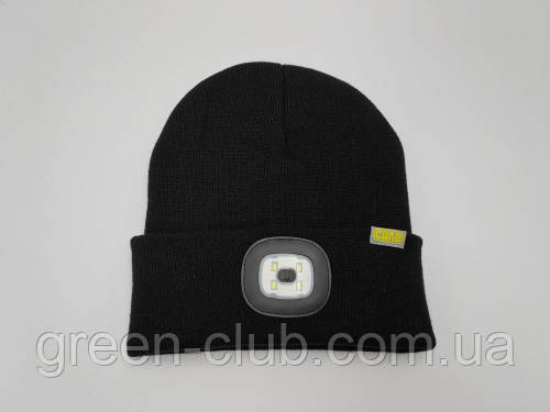 Шапка з ліхтариком чорна 200 Лм (300 мА·год) СИЛА 900533, фото 1
