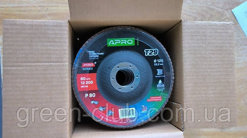Круг пелюстково-торцевий керамічний Р80 конус 125х22.2мм (Т29) (КЛТ) APRO PRO 830491, фото 1