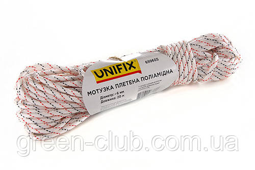 Мотузка поліамідна плетена (капронова) 6 мм 20 м UNIFIX 699605