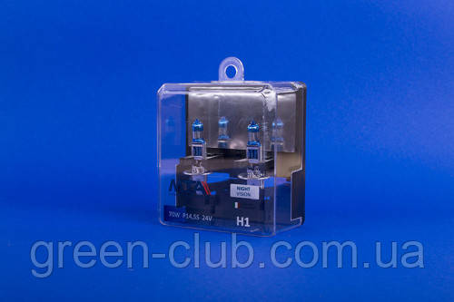 Лампа автомобільна H1 24 V 70 W P14.5S 1400 lm 4000К NIGHT VISION + 80% (ближня/даля, протитуманна), фото 1