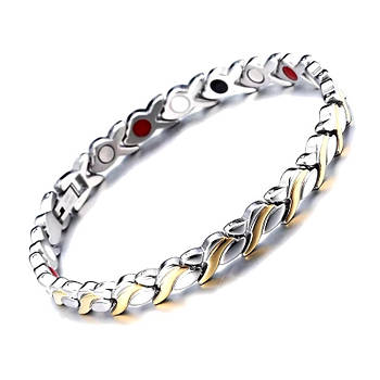 Магнітний браслет для здоров'я Type B 19 см сріблястий-золотистий