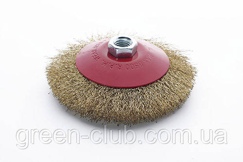 Щітка конус латуневий дріт 125 мм (УШМ) APRO 830420, фото 1