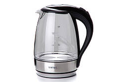 Електрочайник EK-04GB 1.7 л, 1850-2200 Вт, корпус скло, чорний Metec 700016
