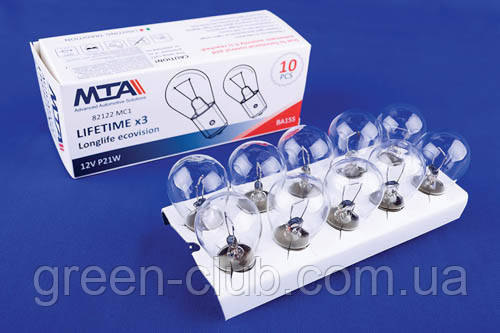 Лампа автомобільна 12V 21W Ba15s P21W (покажники повороту (перед, зад), стоп-сигнали, габарити, ліхтарі