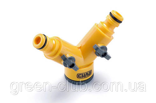 Розподільник 2-канальний з адаптерами 1/2, вхід 1/2+3/4 СИЛА 551125, фото 1