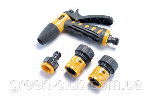 Набір: пістолет-розпилювач, конектори для шланга 3/4: 3/4 аквастоп, 3/4, адаптер 1/2+3/4 СИЛА 551287, фото 1