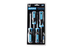 Набір викруток прогумованих APRO 4 шт., CrV (PH2х100, PH1х100, SL5х100, SL3х75) 302221