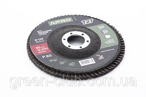 Круг пелюстково-торцевий Р80 прямий 125 мм (Т27) (КЛТ) APRO 830455, фото 1