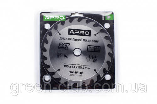 Диск пиляльний для дерева 180х22,2х24T APRO 830133, фото 1