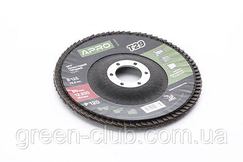 Круг пелюстково-торцевий Р120 конус 125 мм (Т29) (КЛТ) APRO 830467, фото 1