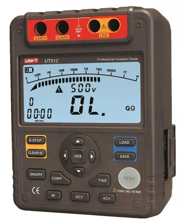 Мегаометр UNI-T UT512 (від 0,5 МОм до 100 000 МОм; від 500 до 2500 В), фото 1