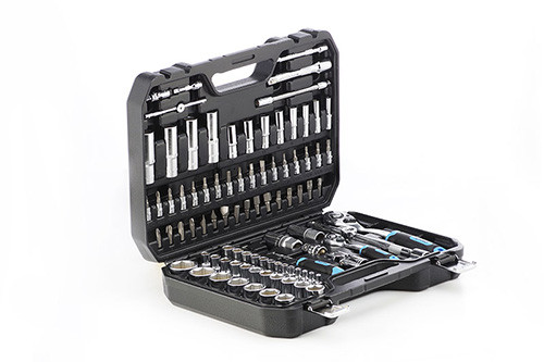 Набор насадок (инструментов) торцевых c трещоткой CrV 1/4, 1/2 (90Т) (110шт) APRO 251410, фото 1