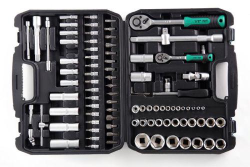 Набор насадок (инструментов) торцевых c трещоткой CrV 1/4, 1/2 (72Т) (94шт) 252094, фото 1