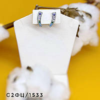 Срібні сережки в стилі "Pandora" з фіанітами