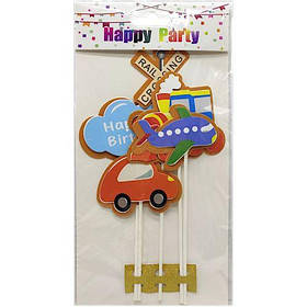 Топпер на торт Happy Birthday дитячий - літачок [tsi248247-TSI]