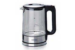 Електрочайник EK-02GB 1.7 л, 1850-2200 Вт, корпус скло, чорний Metec 700012