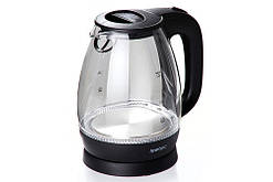 Електрочайник EK-03GB 1.7 л, 1850-2200 Вт, корпус скло, чорний Metec 700014