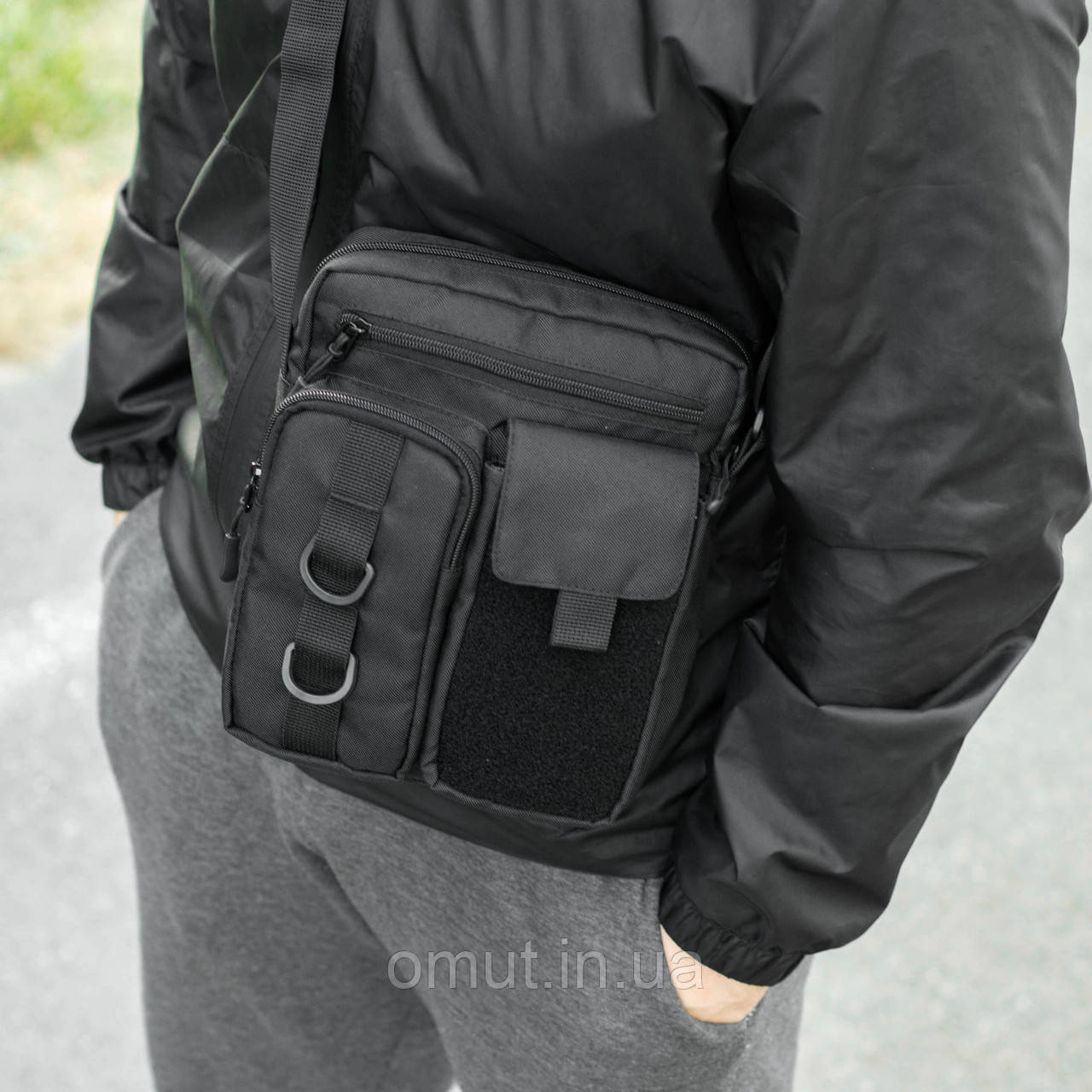 Тактична сумка через плече Patriot барсетка чорна тканинна, фото 1