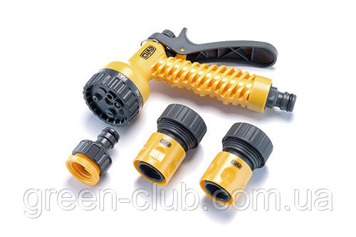 Набір: пістолет-розпилювач 7 режимів, конектори 3/4: 3/4 аквастоп, 3/4, адаптер 1/2+3/4 СИЛА 551288, фото 1