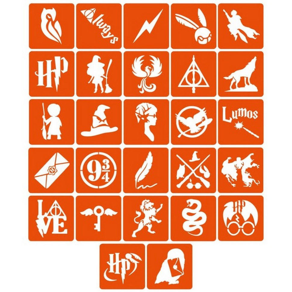 Набір трафаретів для біо-тату "Гаррі Поттер" garri-potter_5x5_27_1, фото 1