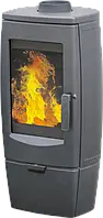 Чавунна піч-камін буржуйка зі склом для повітряного опалення приватного будинку PLAMEN GALA сіра 11 кВт