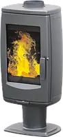 Опалювальна дров'яна чавунна піч камін на ніжці для заміського будинку, дачі PLAMEN ARIA сіра 11 кВт