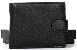 Гаманець портмоне чоловічий шкіряний чорний матовий на кнопці з вкладишем монетниця всередині Bretton M3602, фото 3