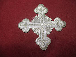 Хрест для церковного одягу малий аплікація 9х9 срібло. Аплікація Хрест для хмар 