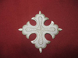 Хрест для церковного одягу малий аплікація 6х6 срібло. Аплікація Хрест для хмар 
