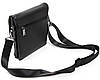 Сумка чоловіча шкіряна на плече чорна з кишенями на два відділи з перегородкою під клапаном Bretton 5387-4, фото 7