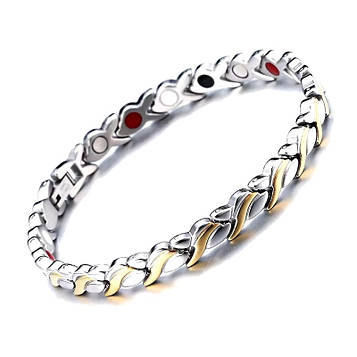 Магнітний браслет для здоров'я Type B 19 см сріблястий-золотистий