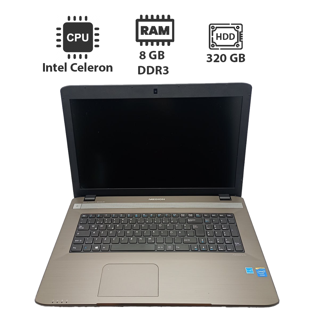 Ноутбук Medion Akoya/ 17.3" (1600x900)/ Celeron N2930/ 8 GB RAM/ 320 GB HDD/ HD