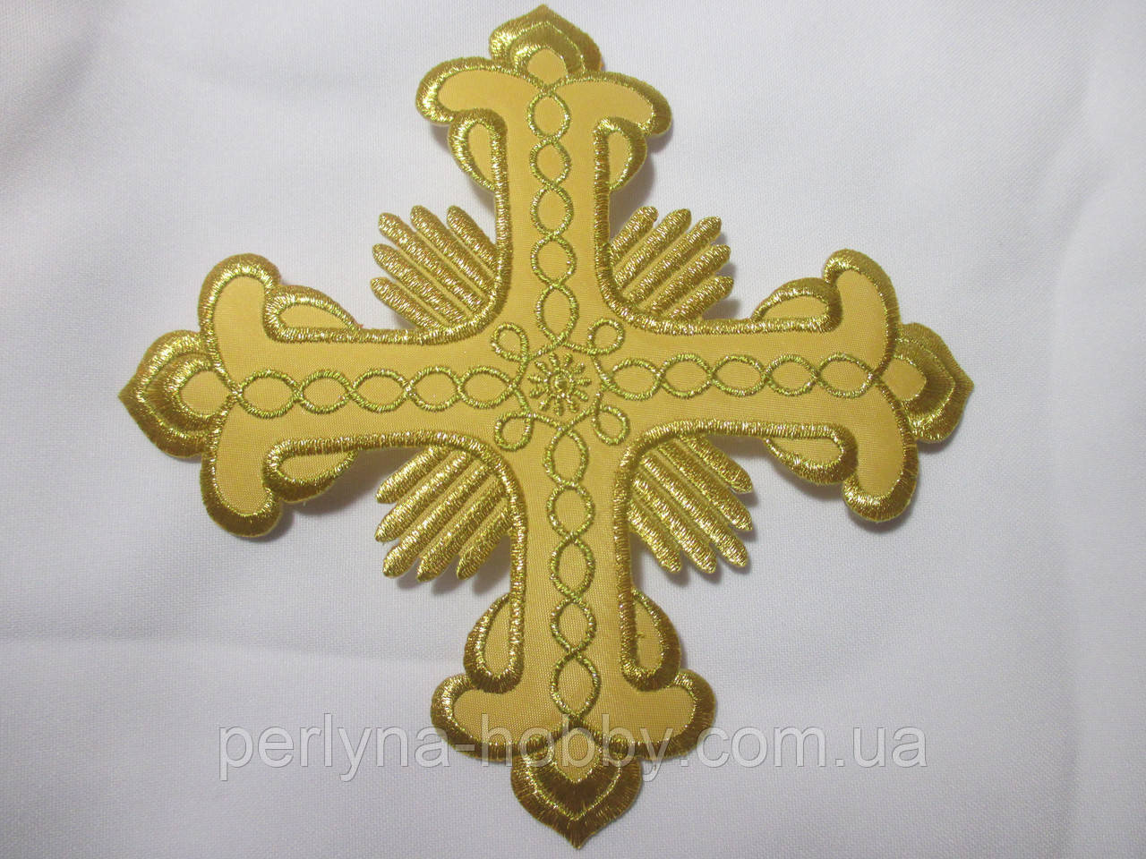 Хрест для церковного одягу середній ( аплікація клейова) 14х14 золото