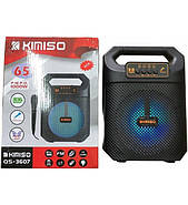 Портативна Bluetooth колонка з дротовим мікрофоном та світломузикою Kimiso QS-3607 Активна колонка підлоги, фото 3