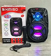 Портативна Bluetooth колонка з дротовим мікрофоном та світломузикою Kimiso QS-3603 Активна колонка підлоги, фото 5