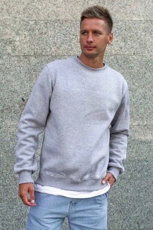 Батнік чоловічій на флісі сірого кольору р.44-46 192803M, фото 1