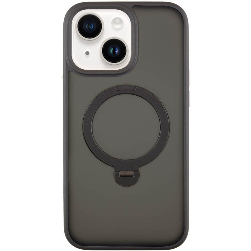 TPU+PC чохол Metal Buttons with MagSafe Colorful HQ Ring для Apple iPhone 14 / 13 (6.1") Black