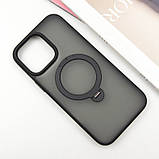 TPU+PC чохол Metal Buttons with MagSafe Colorful HQ Ring для Apple iPhone 14 / 13 (6.1") Black, фото 3