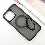 TPU+PC чохол Metal Buttons with MagSafe Colorful HQ Ring для Apple iPhone 14 / 13 (6.1") Black, фото 4