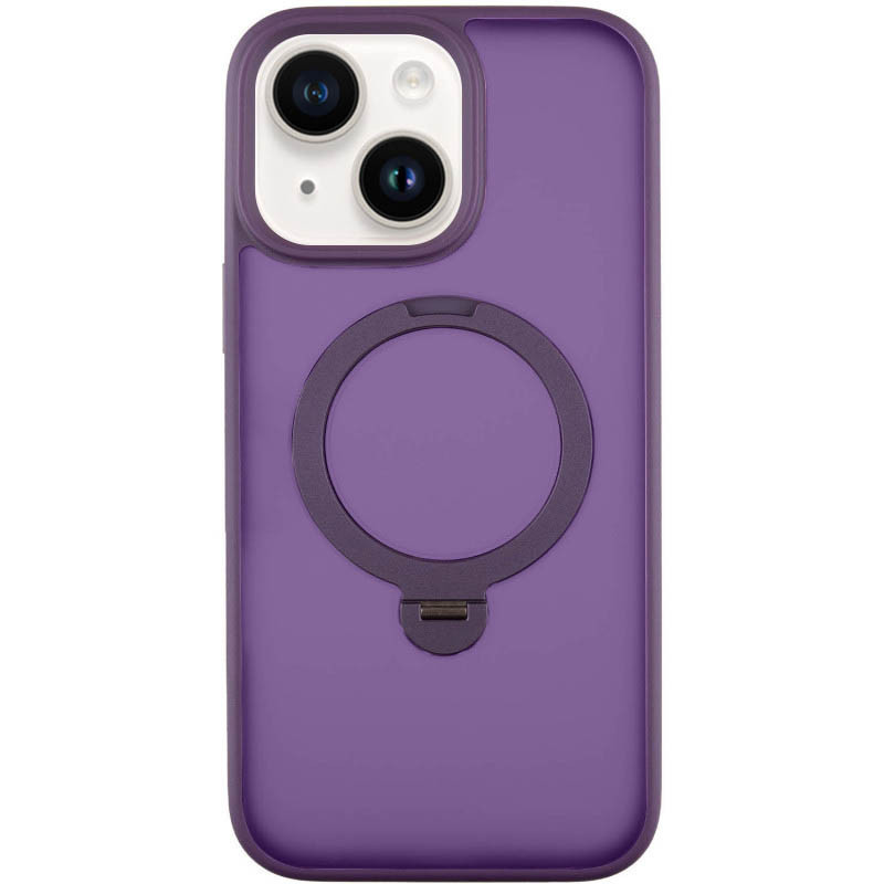 TPU+PC чохол Metal Buttons with MagSafe Colorful HQ Ring для Apple iPhone 15 (6.1") Purple