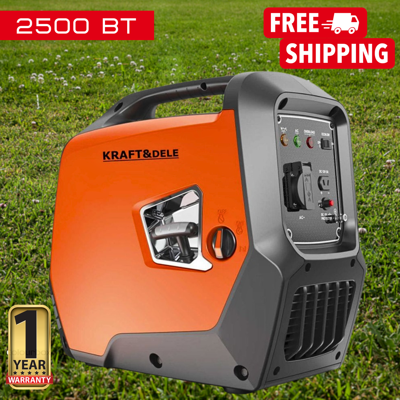 Інверторний Бензиновий Генератор 2,5 кВт із Ручним Стартером KRAFT&DELE KD697 Бензогенератор 2500 Вт Однофазний