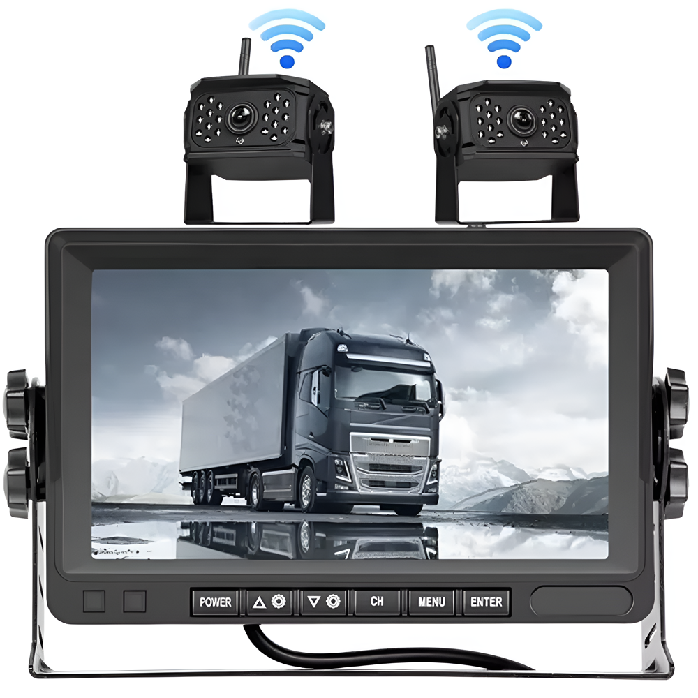 Бездротовий паркувальний комплекс для вантажних автомобілів Podofo A3648 з монітором 7" дюймів та 2 камерами заднього виду, з