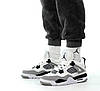 Жіночі Зимові кросівки Nike Air Jordan Retro 4 Winter на хутрі White Gray Military Найк Джордан білі з сірим, фото 4