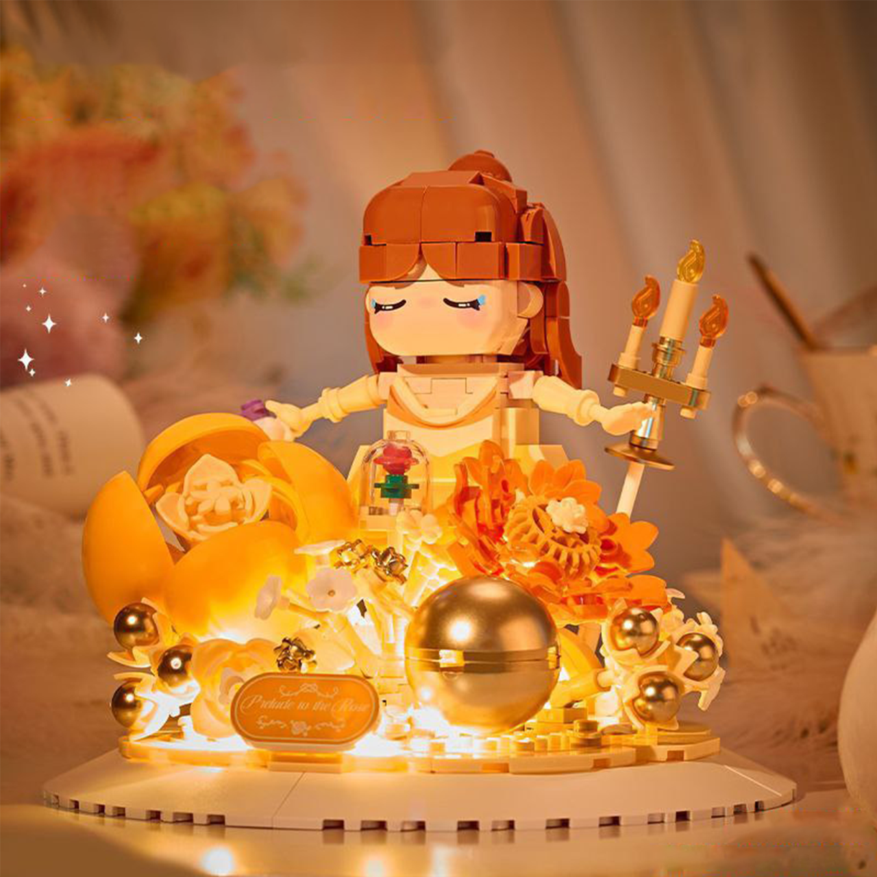 Конструктор нічник Анабель Бель квіти з підсвіткой букет Красуня і Чудовисько, фото 1