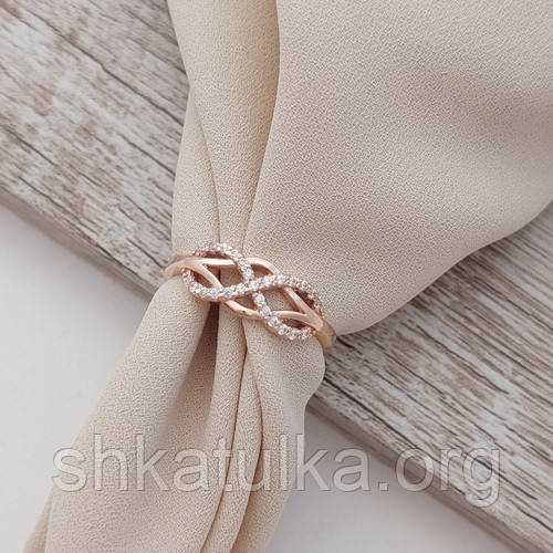 Каблучка золота ажурна з білими фіанітами 3.06