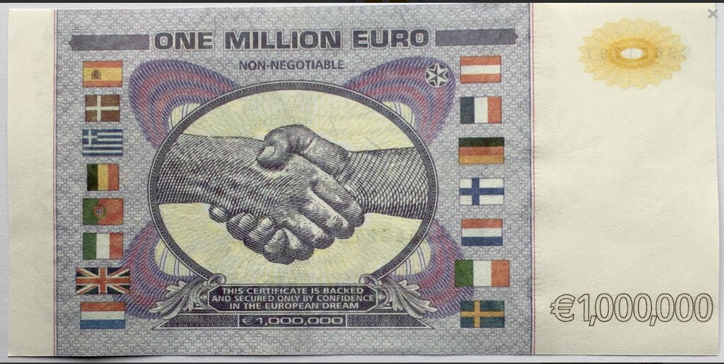 Банкнота 1000000 євро, ЄВРОПА 2000, один мільйон євро, колекційний випуск, фото 1