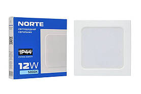 Точковий світильник 12W ІР44 NORTE Downlight 1-NDP-1626 5000K, квадратний стельовий світильник вбудований