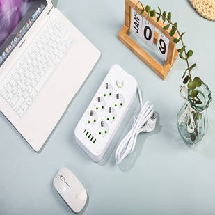 Мережевий фільтр з USB (6×220В+4×USB+1×Type-C) QL-1075U 3 метри Білий